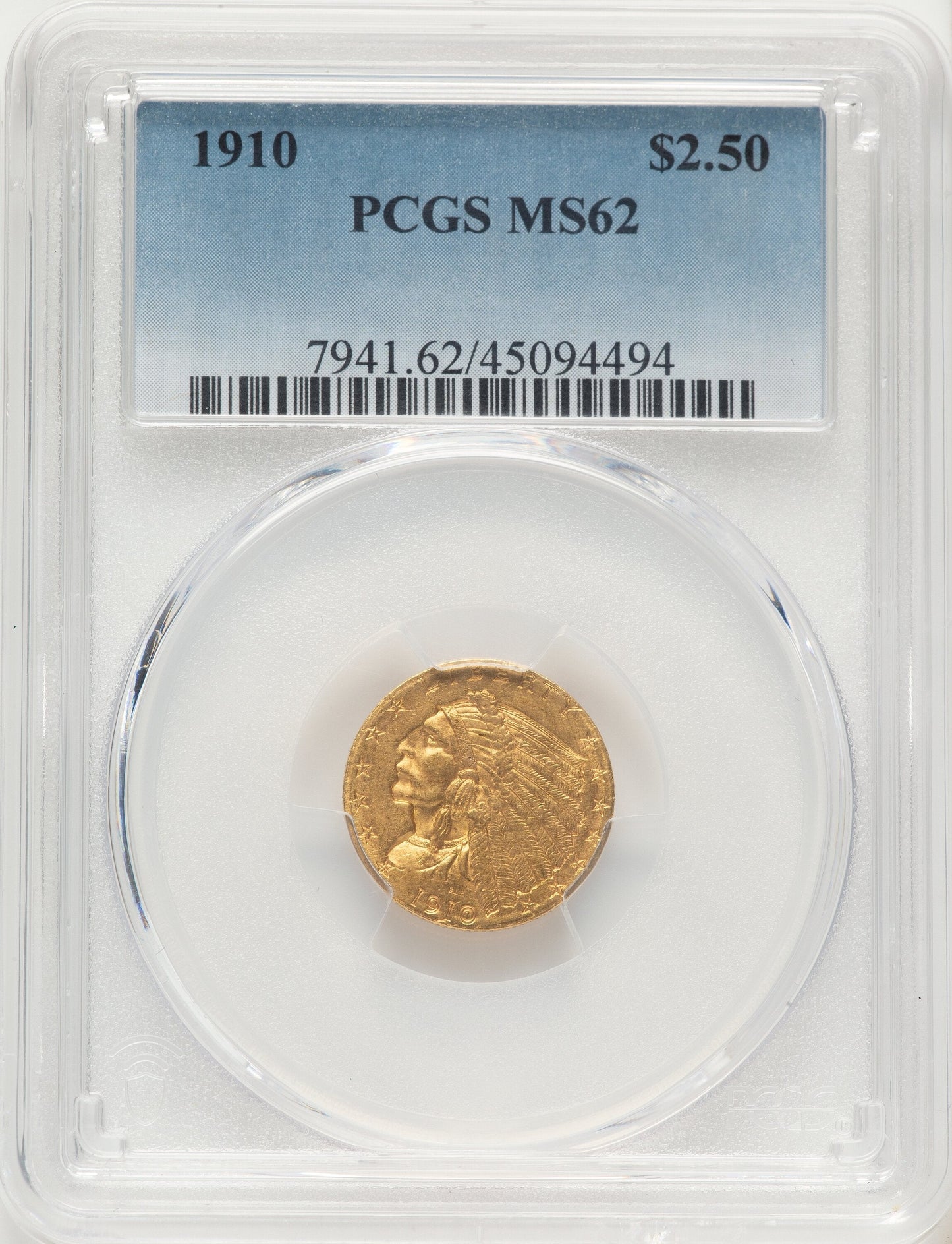1910 $2.50 Indian Quarter Eagle PCGS MS62