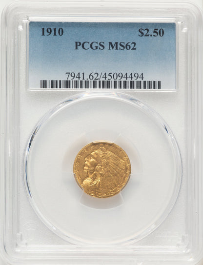 1910 $2.50 Indian Quarter Eagle PCGS MS62