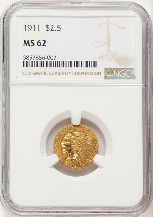 1911 $2.50 Indian Quarter Eagle NGC MS62