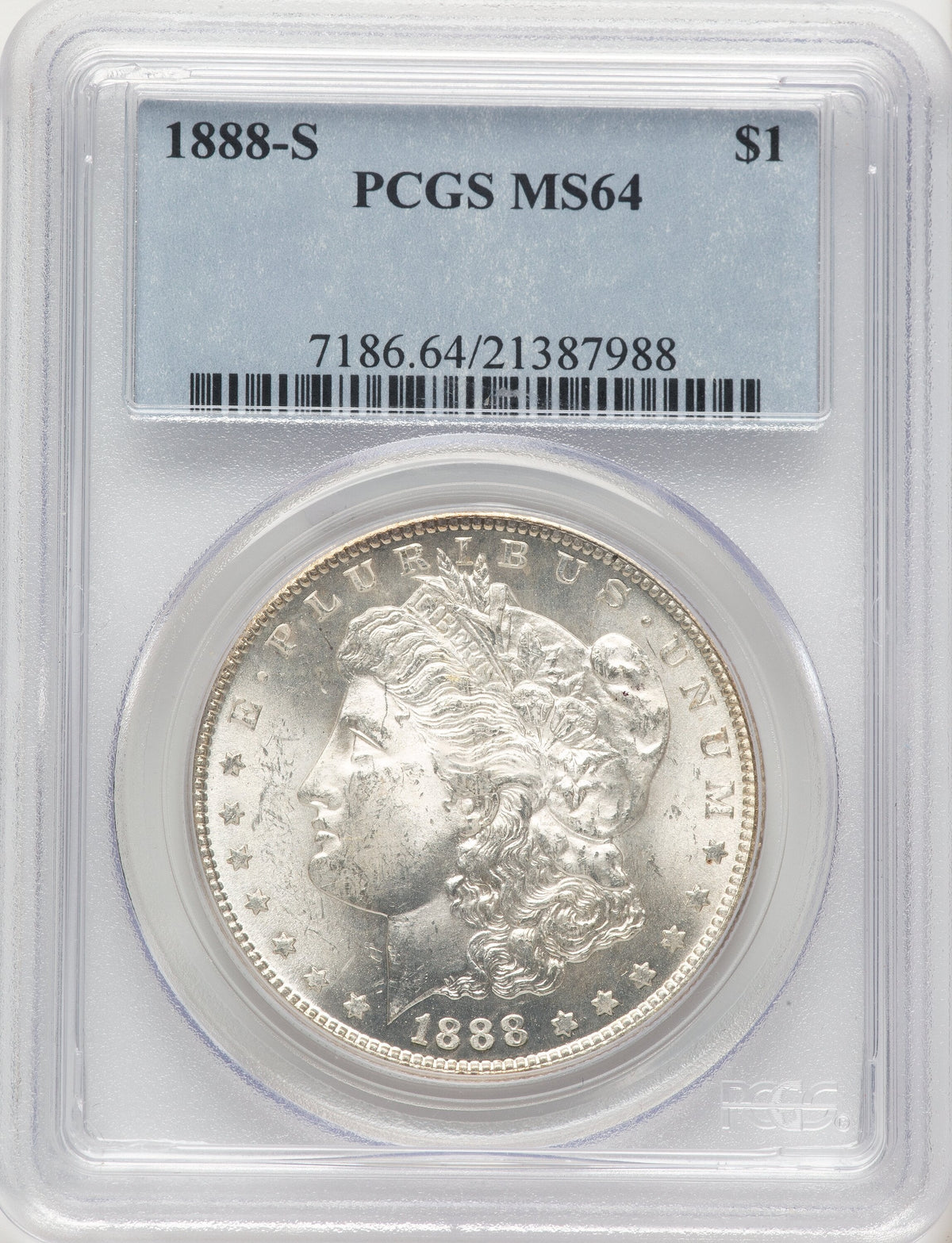 1888-S Blue Label Morgan Dollar PCGS MS64