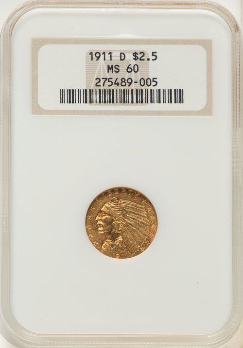 1911-D $2.50 Indian Quarter Eagle NGC MS60