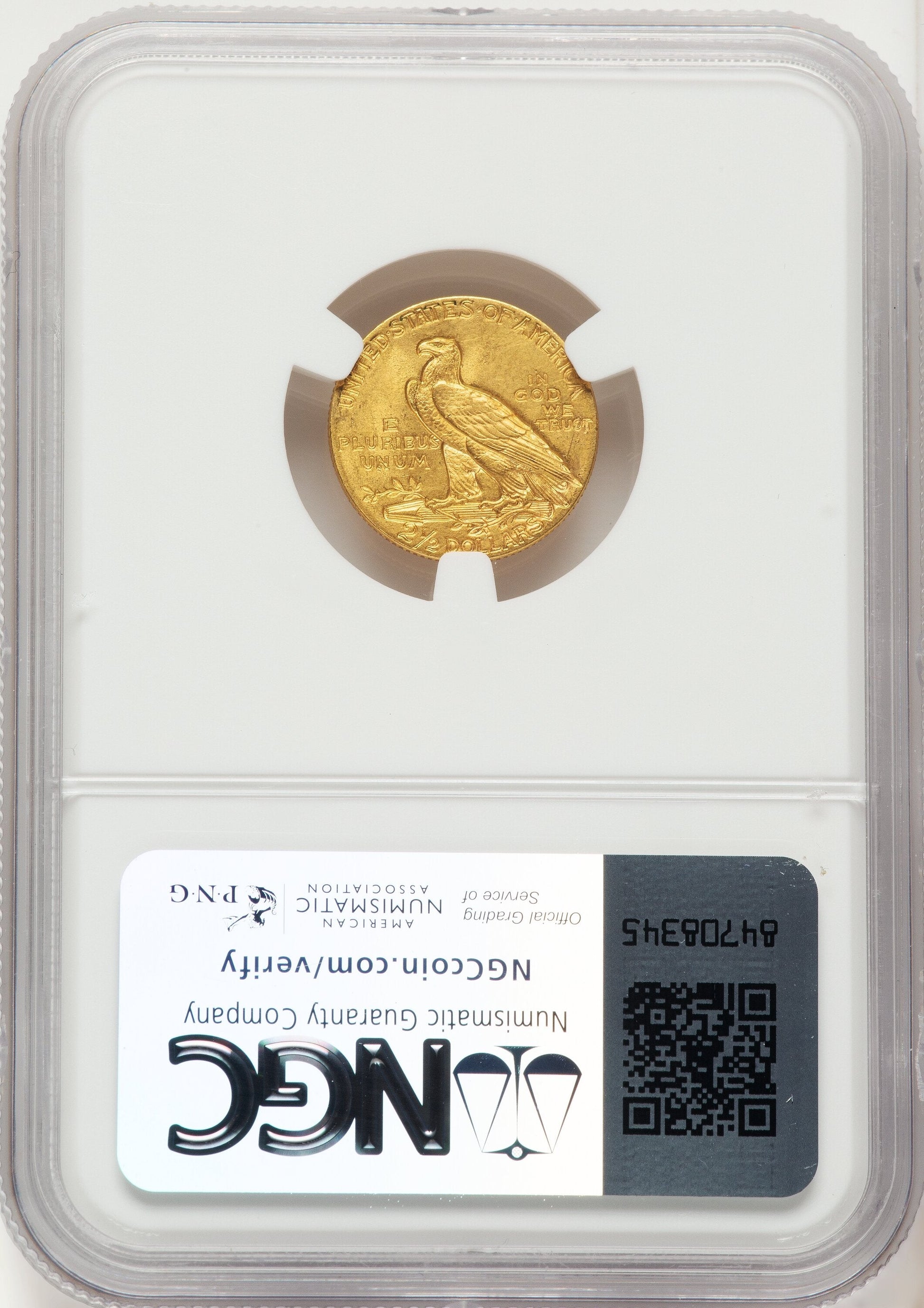 1908 $2.50 Brown Label Indian Quarter Eagle NGC MS63