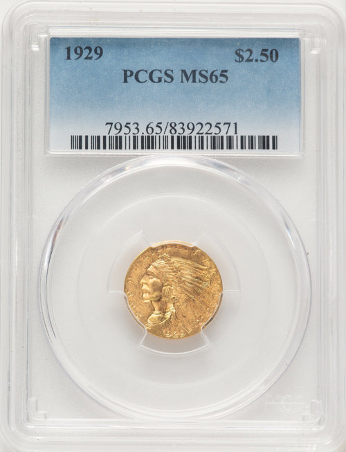1929 $2.50 Indian Quarter Eagle PCGS MS65