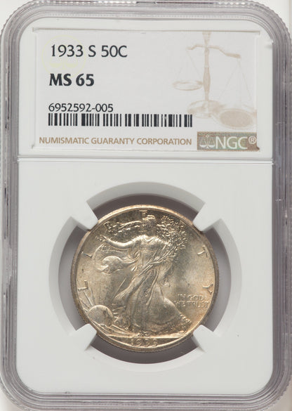1933-S 50C Walking Liberty Half Dollar NGC MS65