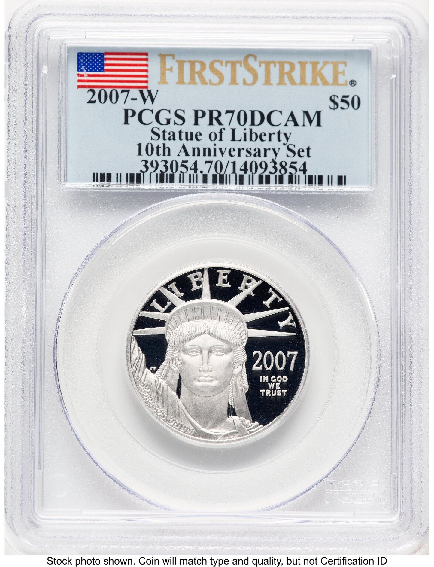 2007-W Proof Platinum Eagle 1/2 oz FS Flag PCGS PR70