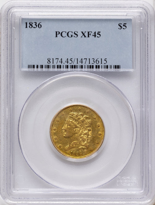 1836 $5 Classic Half Eagle PCGS XF45