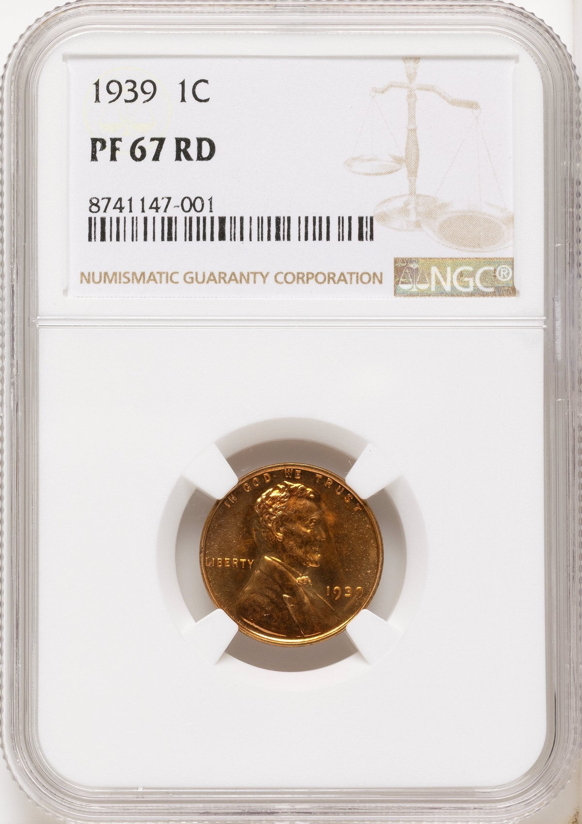 1939 1C RD Proof Lincoln Cent NGC PR67