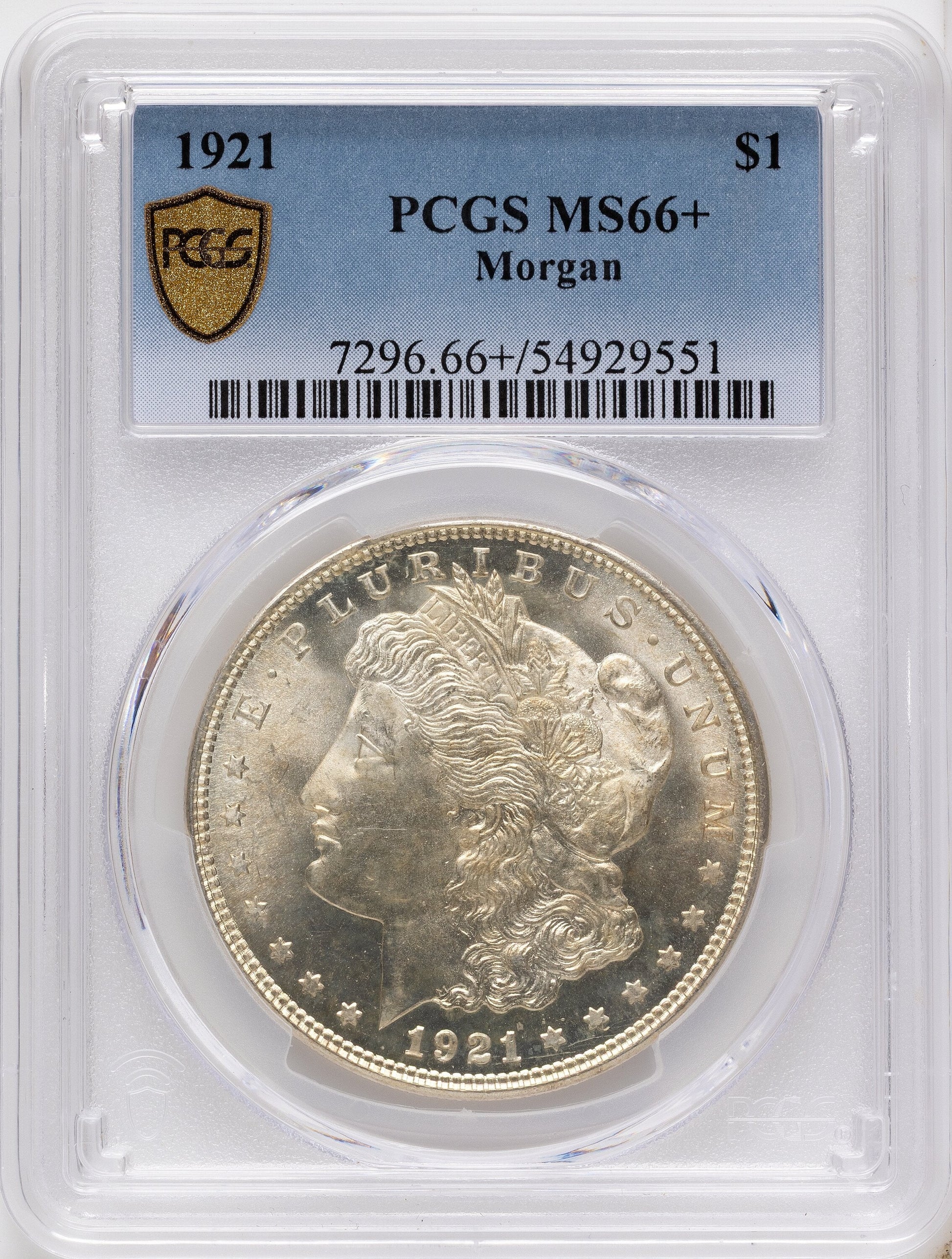1921 Morgan Morgan Dollar PCGS MS66+