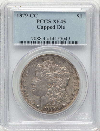 1879-CC CAPPED DIE Blue Label Morgan Dollar PCGS XF45
