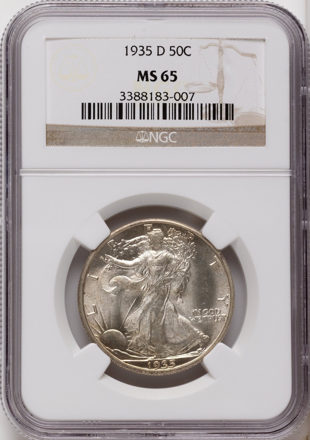 1935-D 50C Walking Liberty Half Dollar NGC MS65