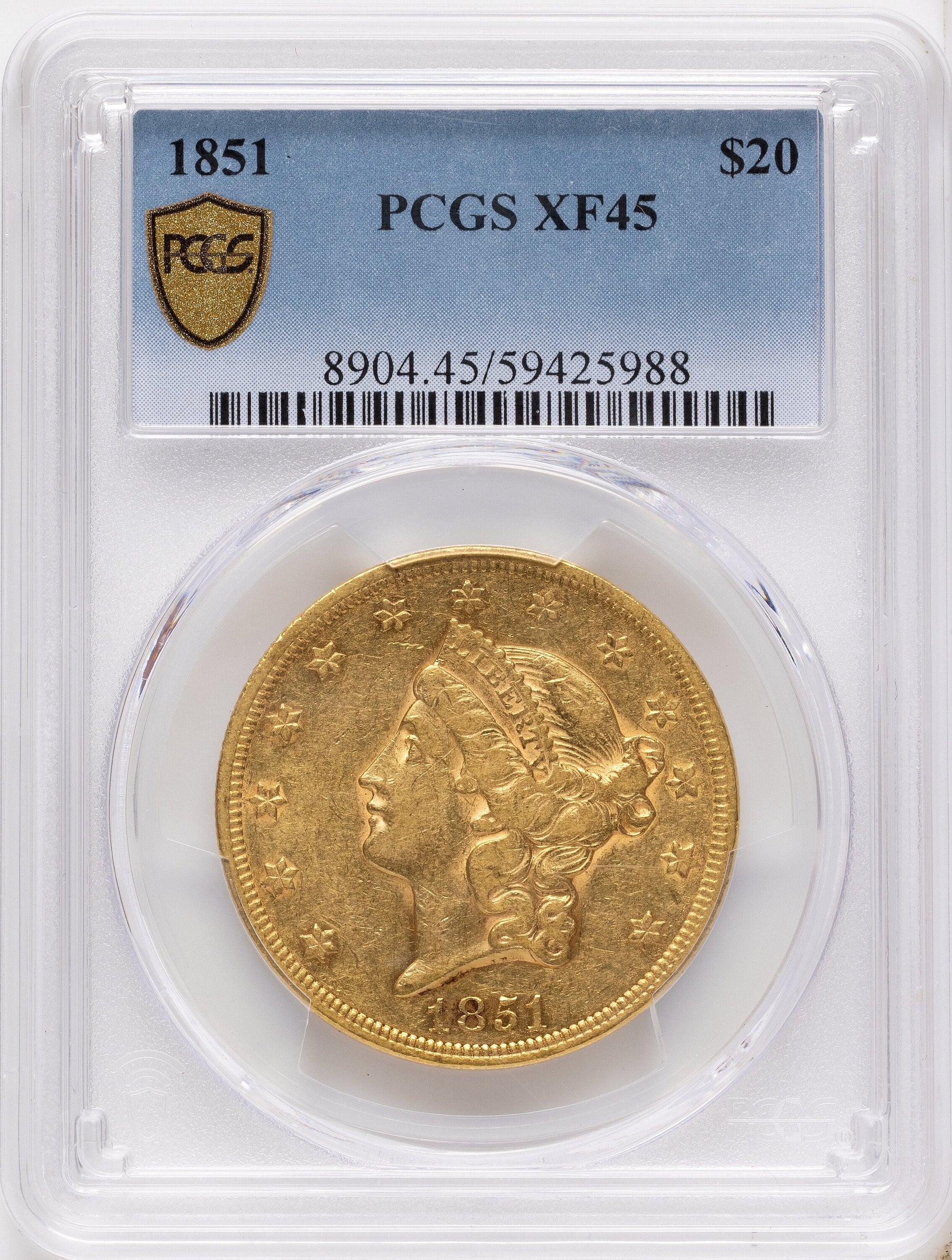 1851 $20 Liberty Double Eagle PCGS XF45