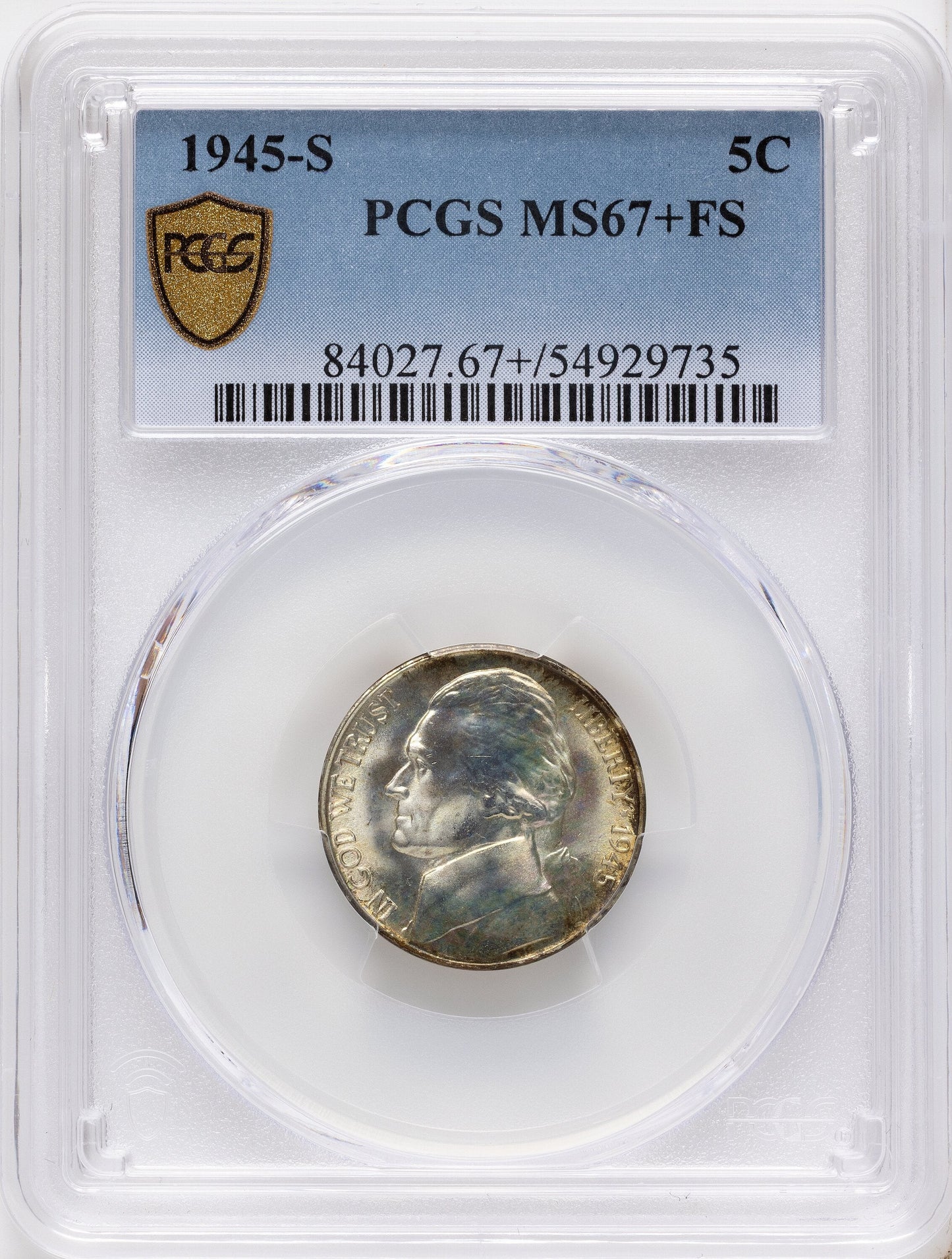 1945-S 5C FS Jefferson Nickel PCGS MS67+