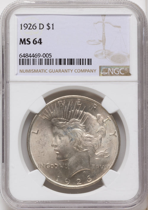 1926-D Peace Dollar NGC MS64