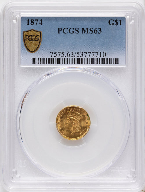 1874 G$1 Gold Dollar PCGS MS63