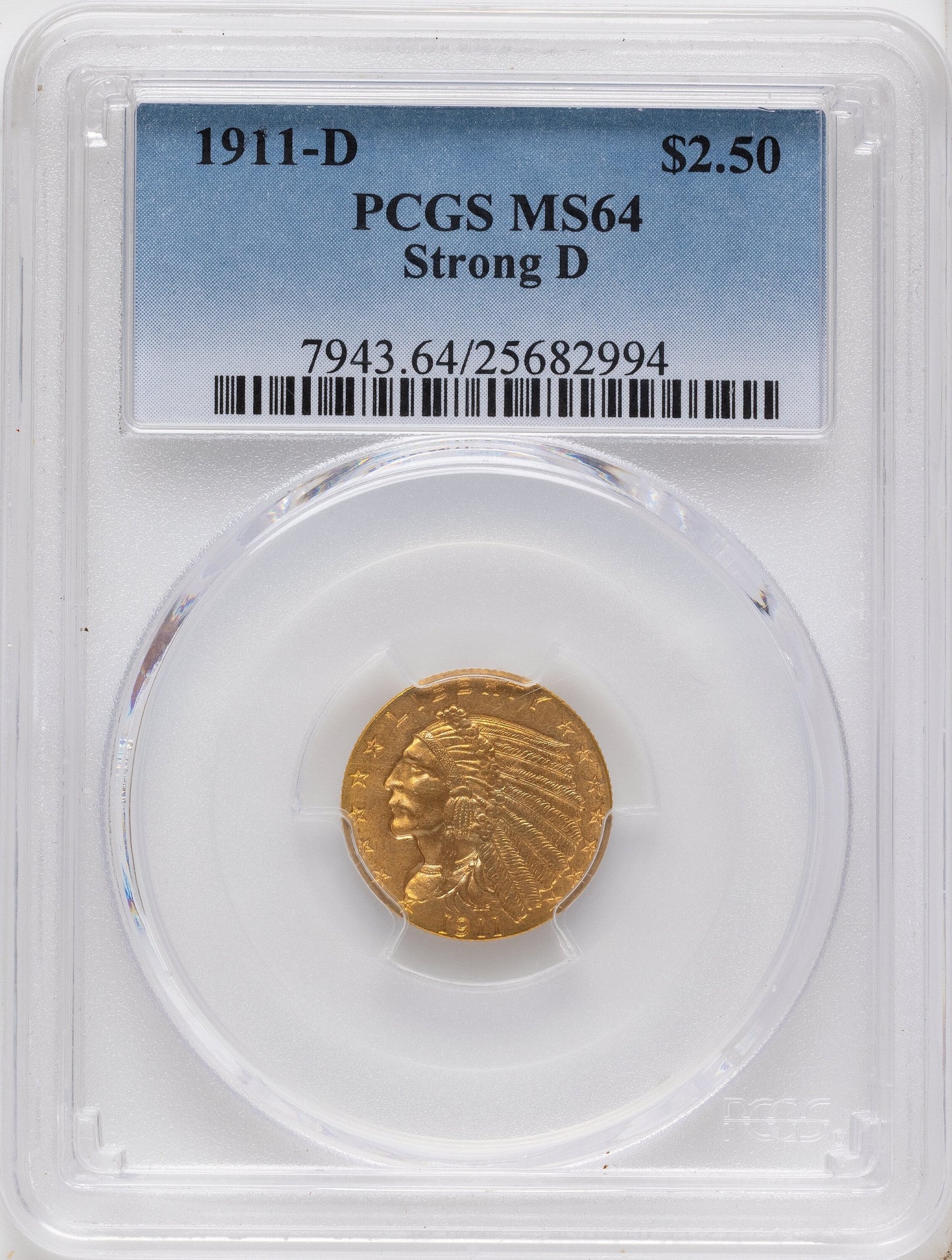 1911-D $2.50 Indian Quarter Eagle PCGS MS64