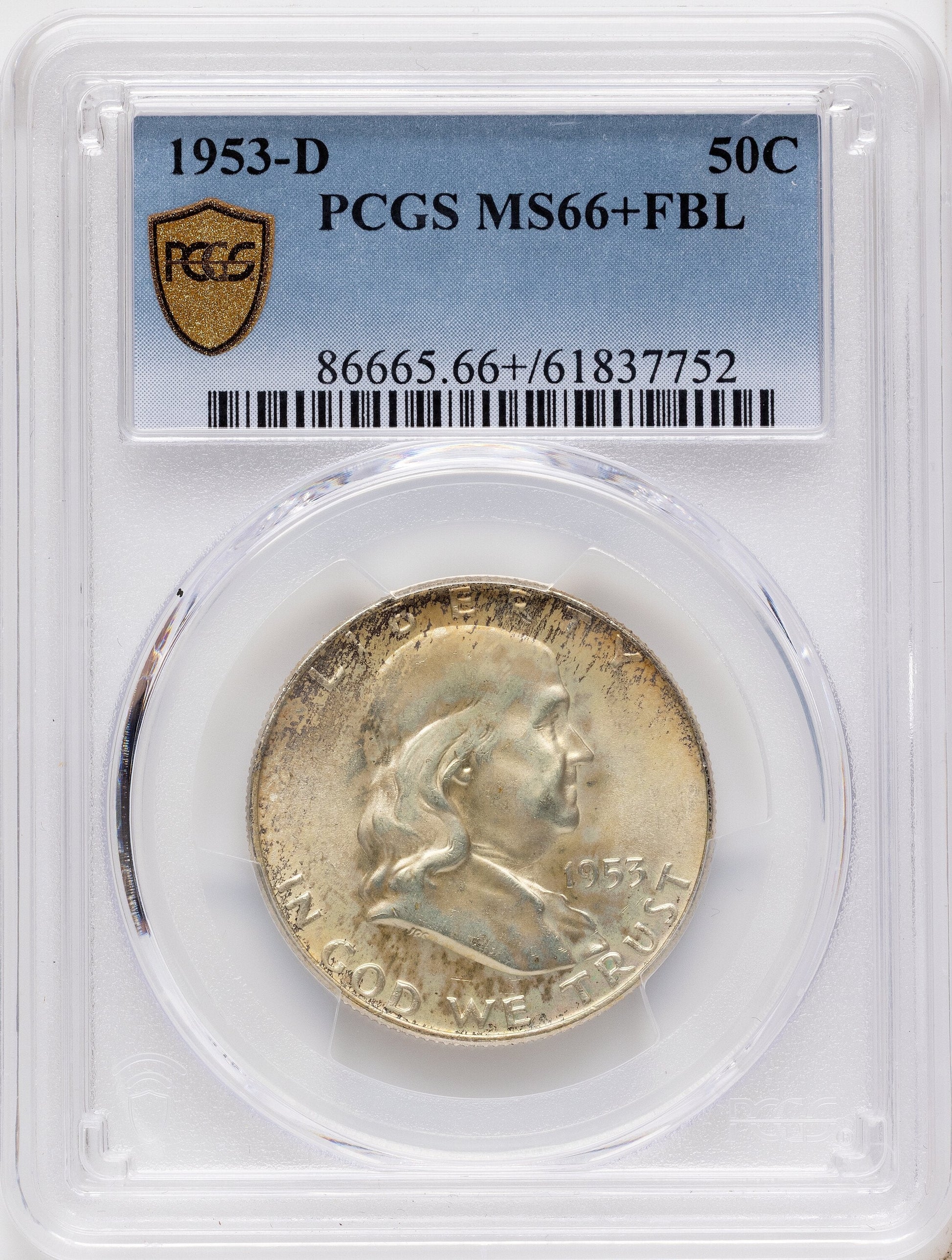 1953-D 50C FL Franklin Half Dollar PCGS MS66+