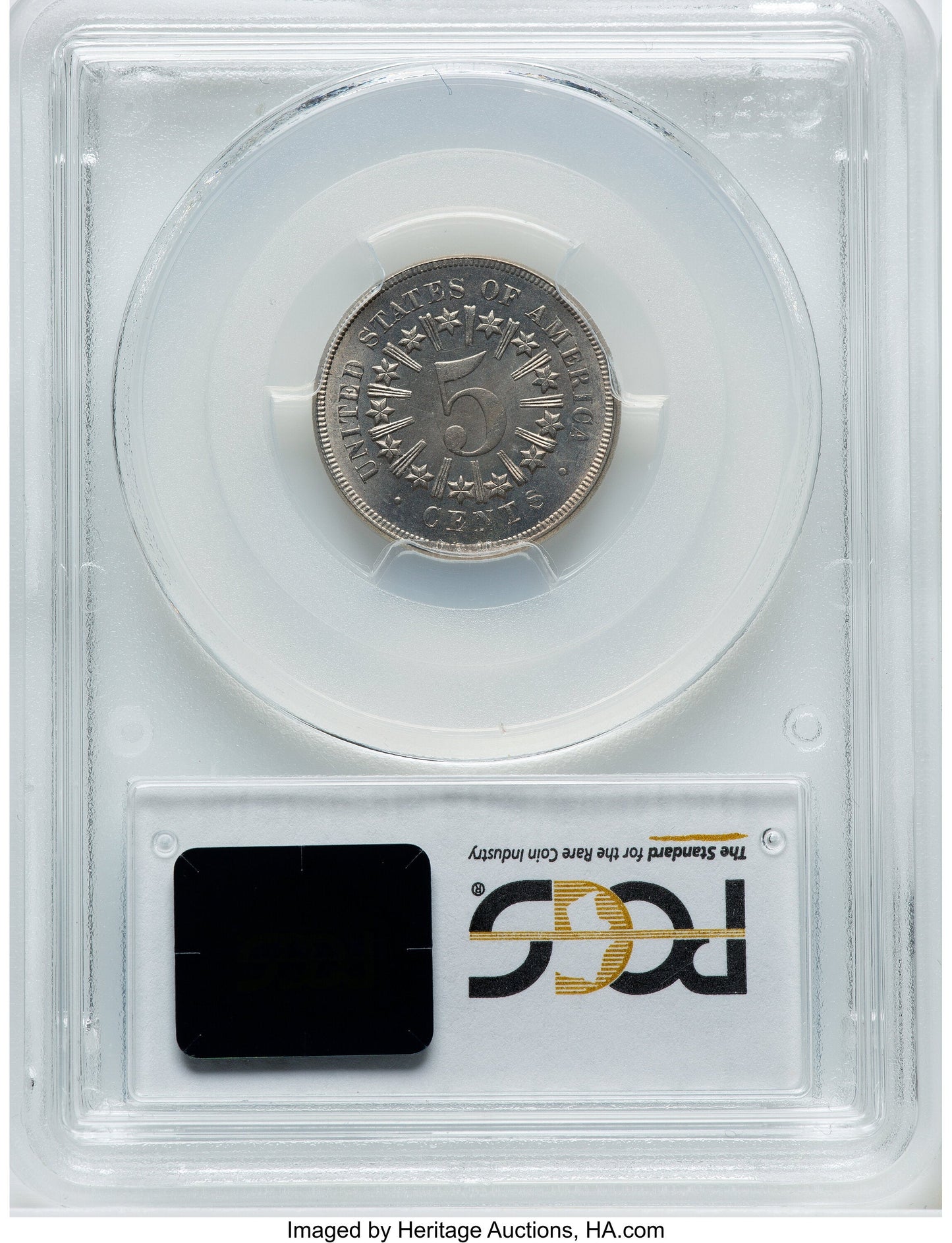 1867 5C RAYS Shield Nickel PCGS MS66