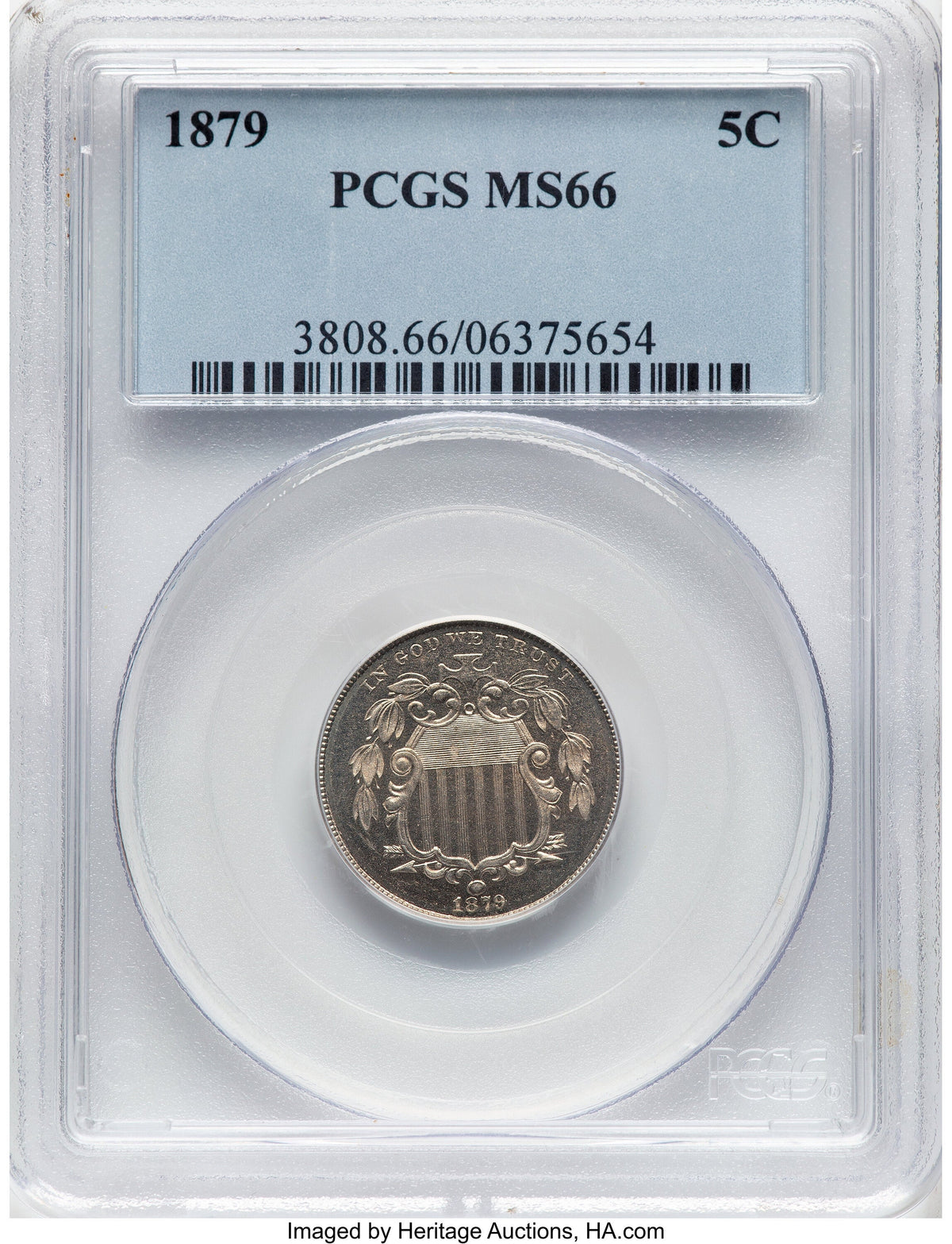 1879 5C Shield Nickel PCGS MS66