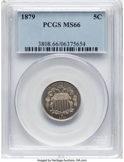 1879 5C Shield Nickel PCGS MS66