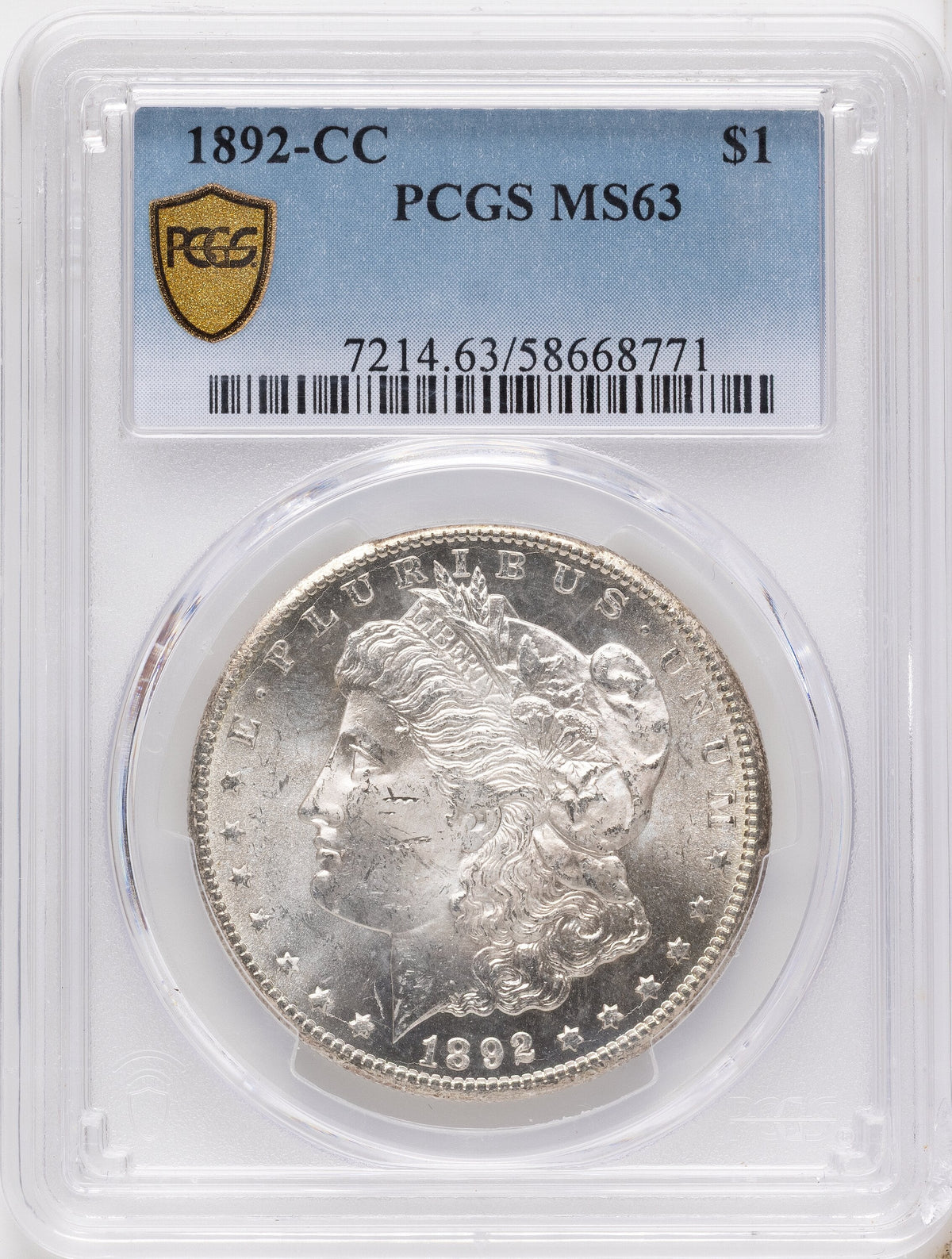 1892-CC Morgan Dollar PCGS MS63
