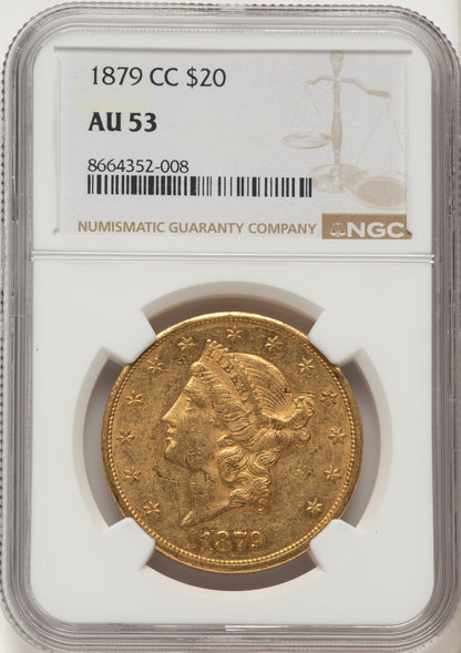 1879-CC $20 Liberty Double Eagle NGC AU53