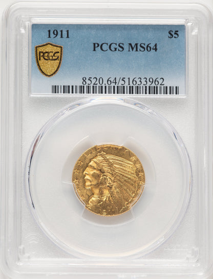 1911 $5 Indian Half Eagle PCGS MS64