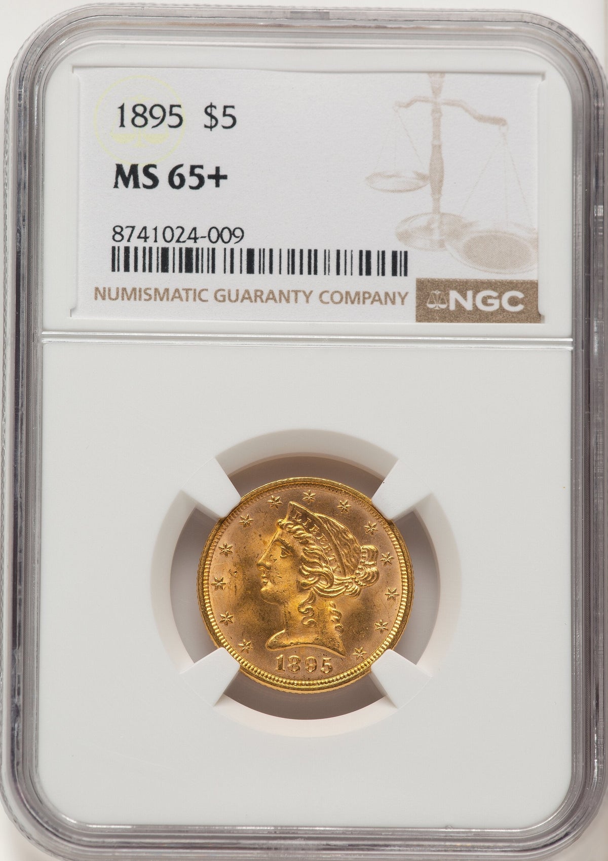 1895 $5 Liberty Half Eagle NGC MS65+