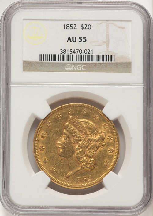 1852 $20 Liberty Double Eagle NGC AU55