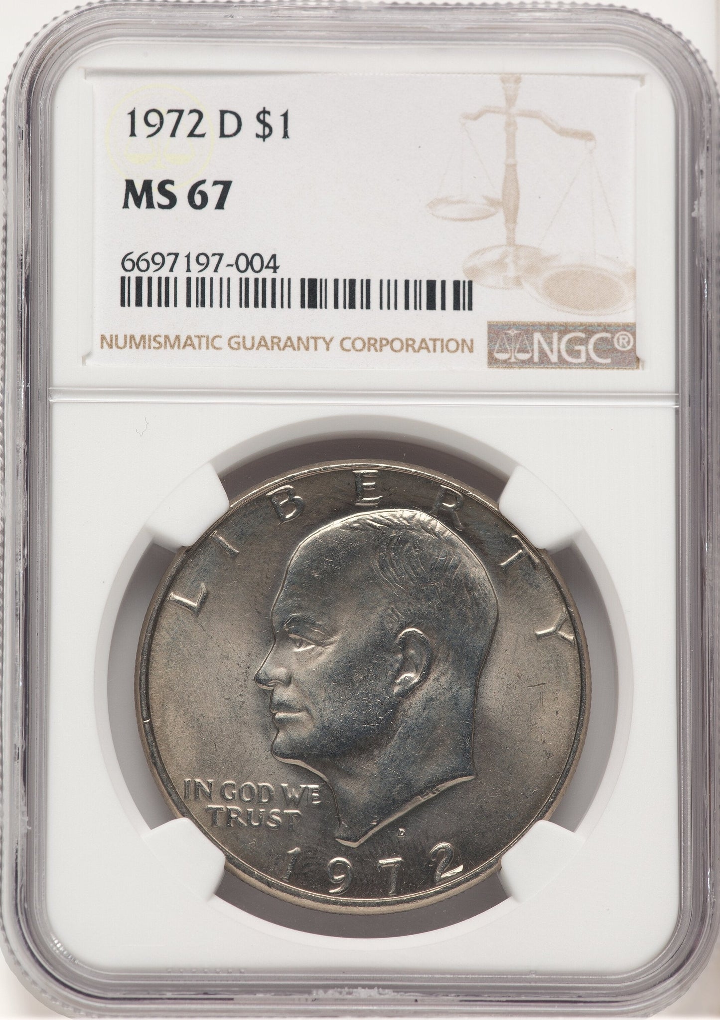 1972-D $1 Eisenhower Dollar NGC MS67