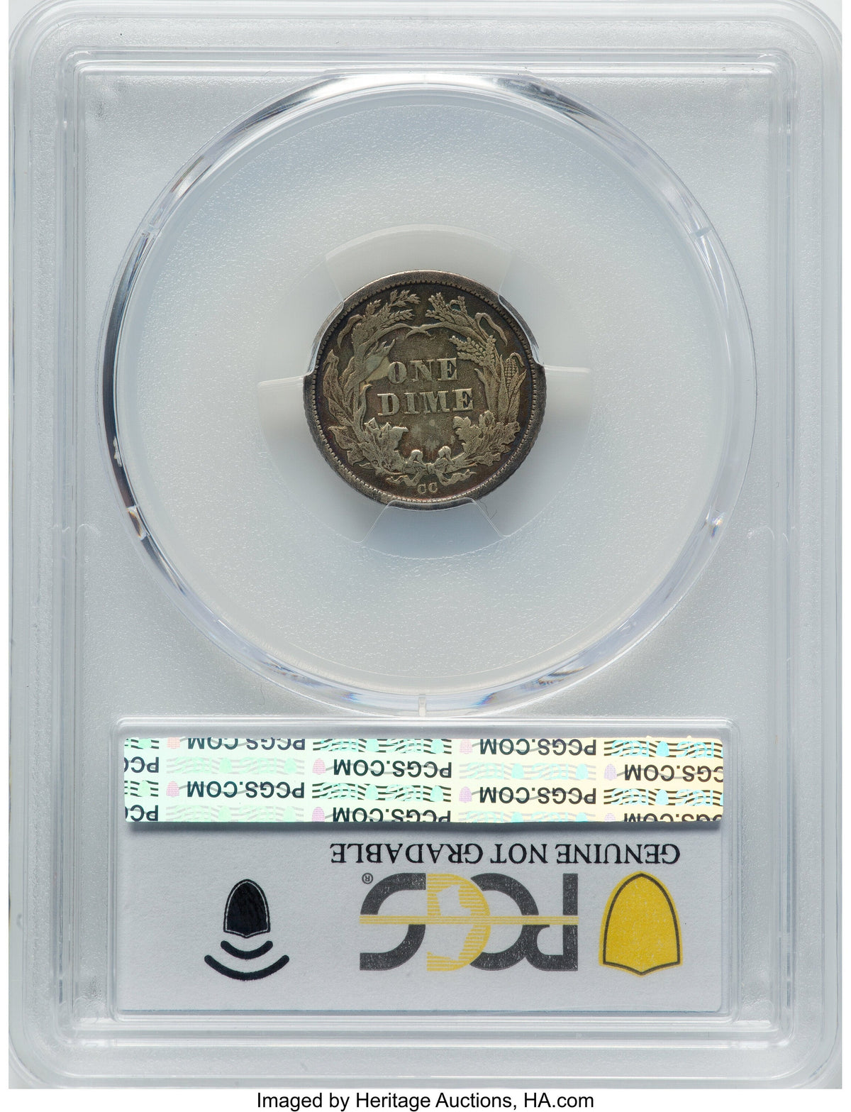 1874-CC 10C F-101 Genuine Seated Dime Genuine PCGS VF20