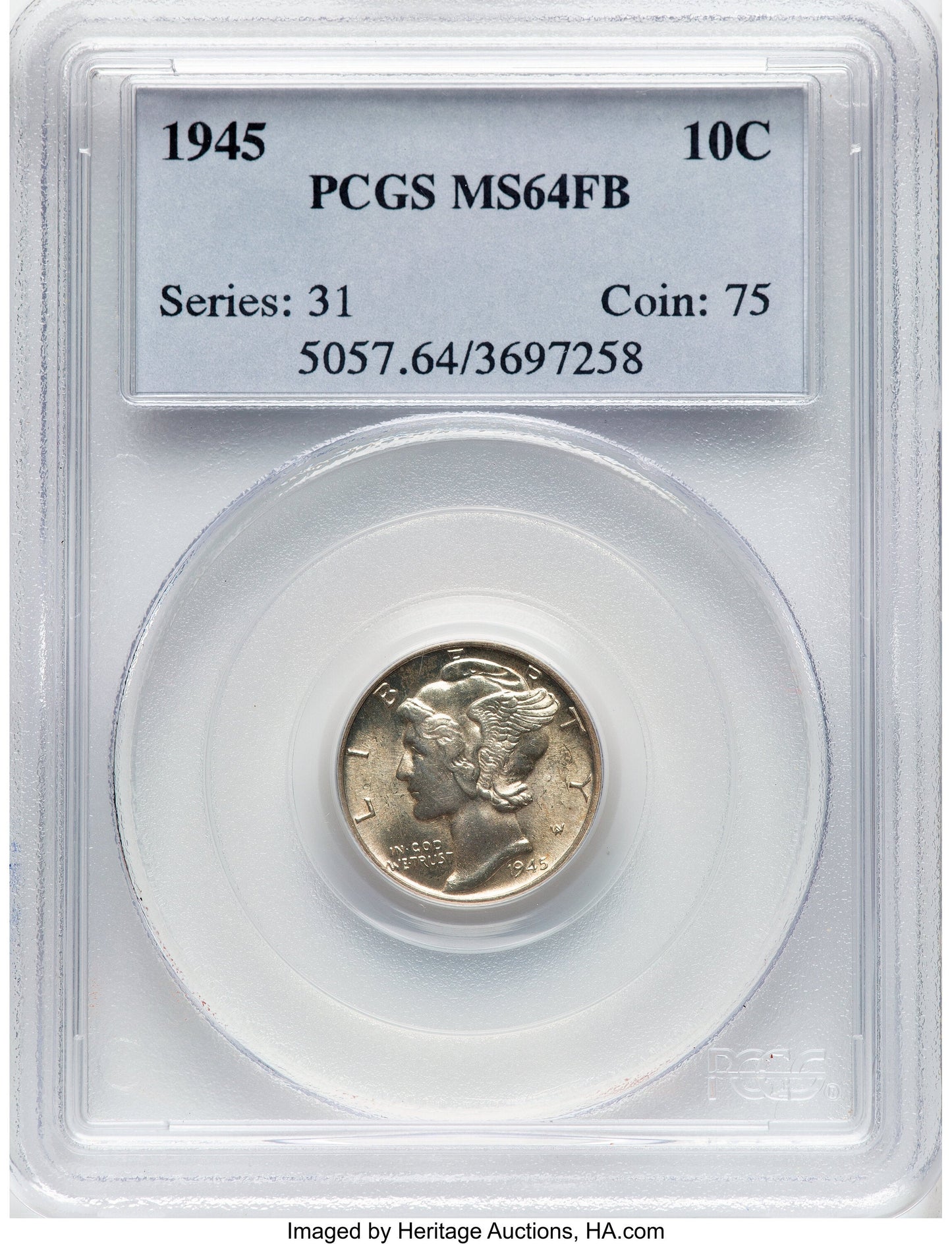 1945 10C FB Mercury Dime PCGS MS64