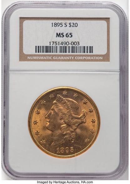 1895-S $20 Liberty Double Eagle NGC MS65