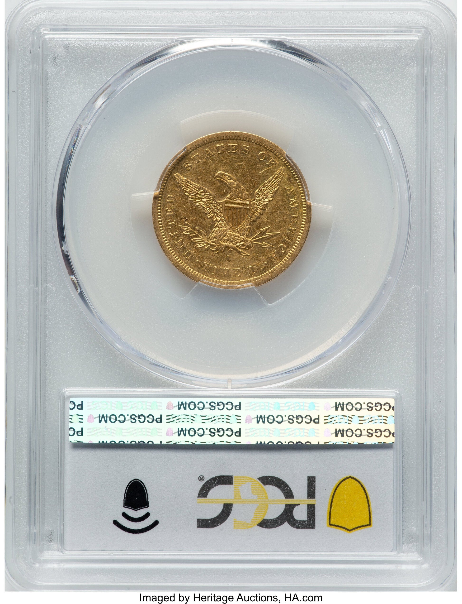 1843-O $5 Small Letters Liberty Half Eagle PCGS AU50