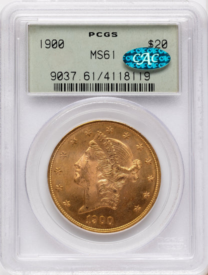 1900 $20 CAC Liberty Double Eagle PCGS MS61