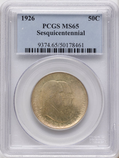1926 50C Sesquicentennial Commemorative Silver PCGS MS65
