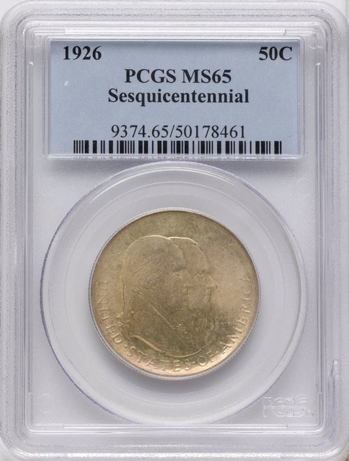 1926 50C Sesquicentennial Commemorative Silver PCGS MS65