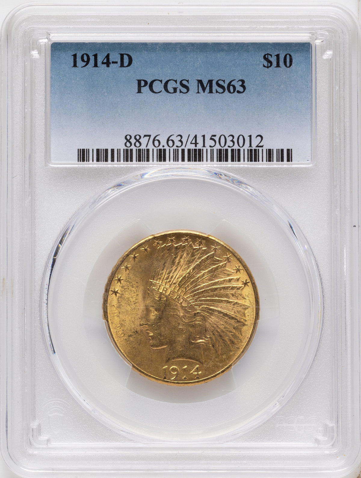 1914-D $10 Blue Gradient Indian Eagle PCGS MS63