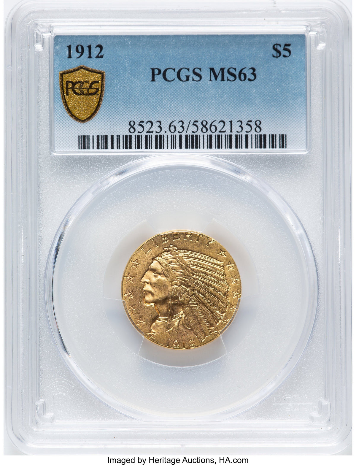 1912 $5 Indian Half Eagle PCGS MS63