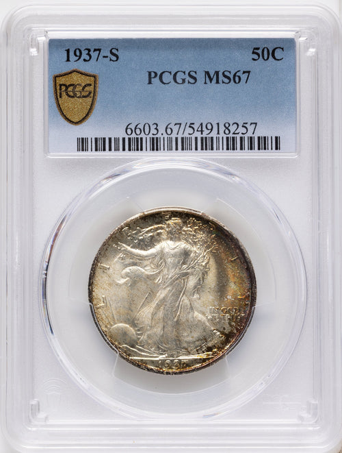 1937-S 50C Walking Liberty Half Dollar PCGS MS67