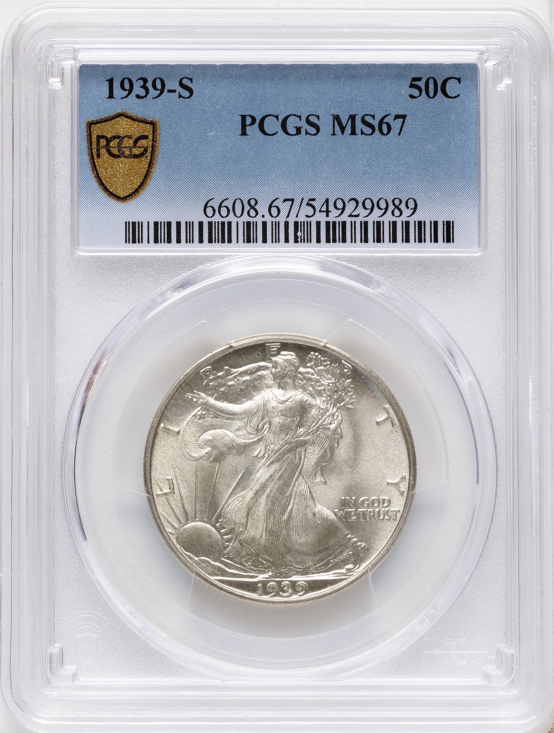 1939-S 50C Walking Liberty Half Dollar PCGS MS67