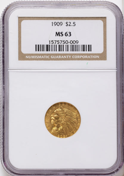 1909 $2.50 Indian Quarter Eagle NGC MS63