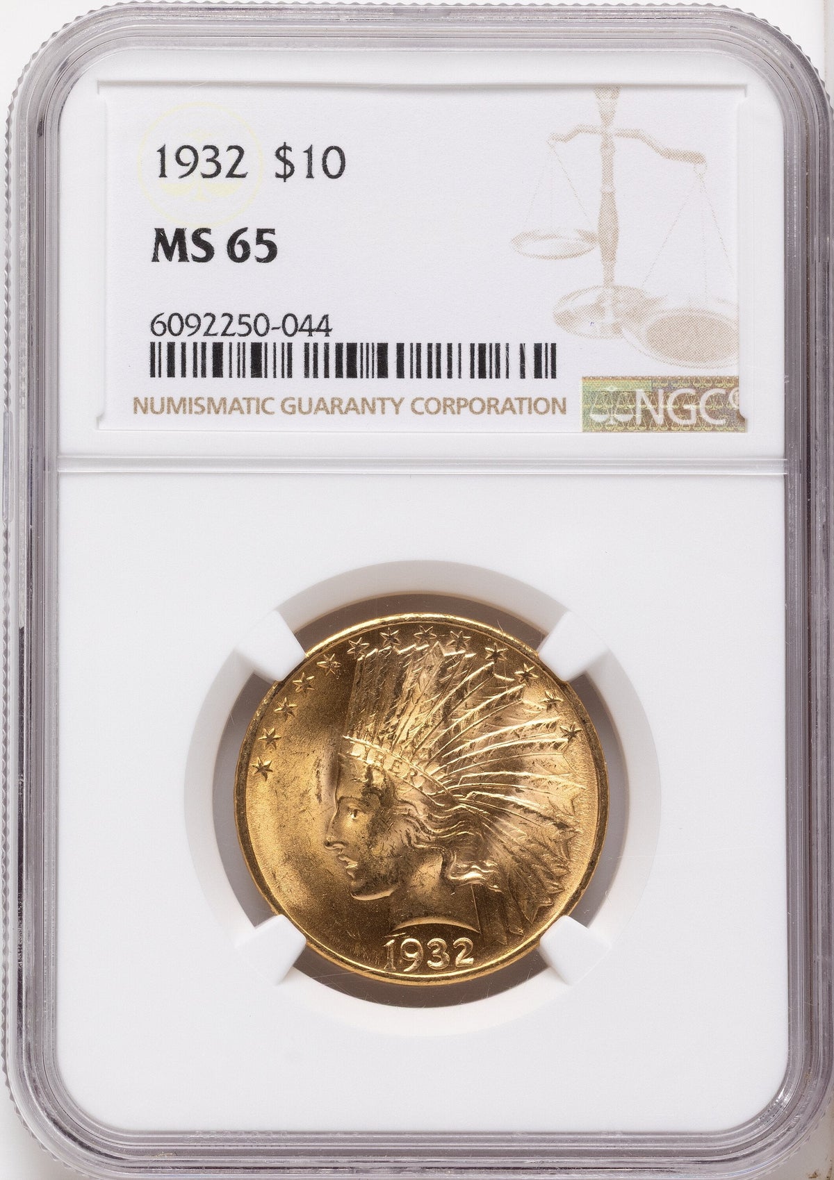 1932 $10 Brown Label Indian Eagle NGC MS65