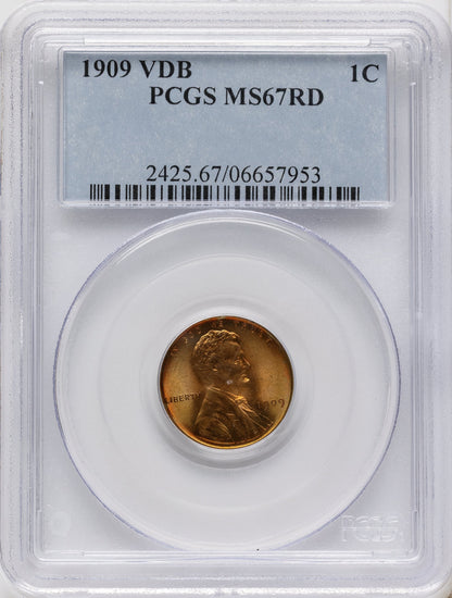 1909 1C VDB RD Lincoln Cent PCGS MS67