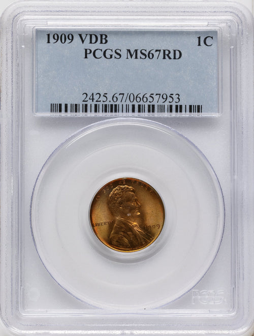 1909 1C VDB RD Lincoln Cent PCGS MS67