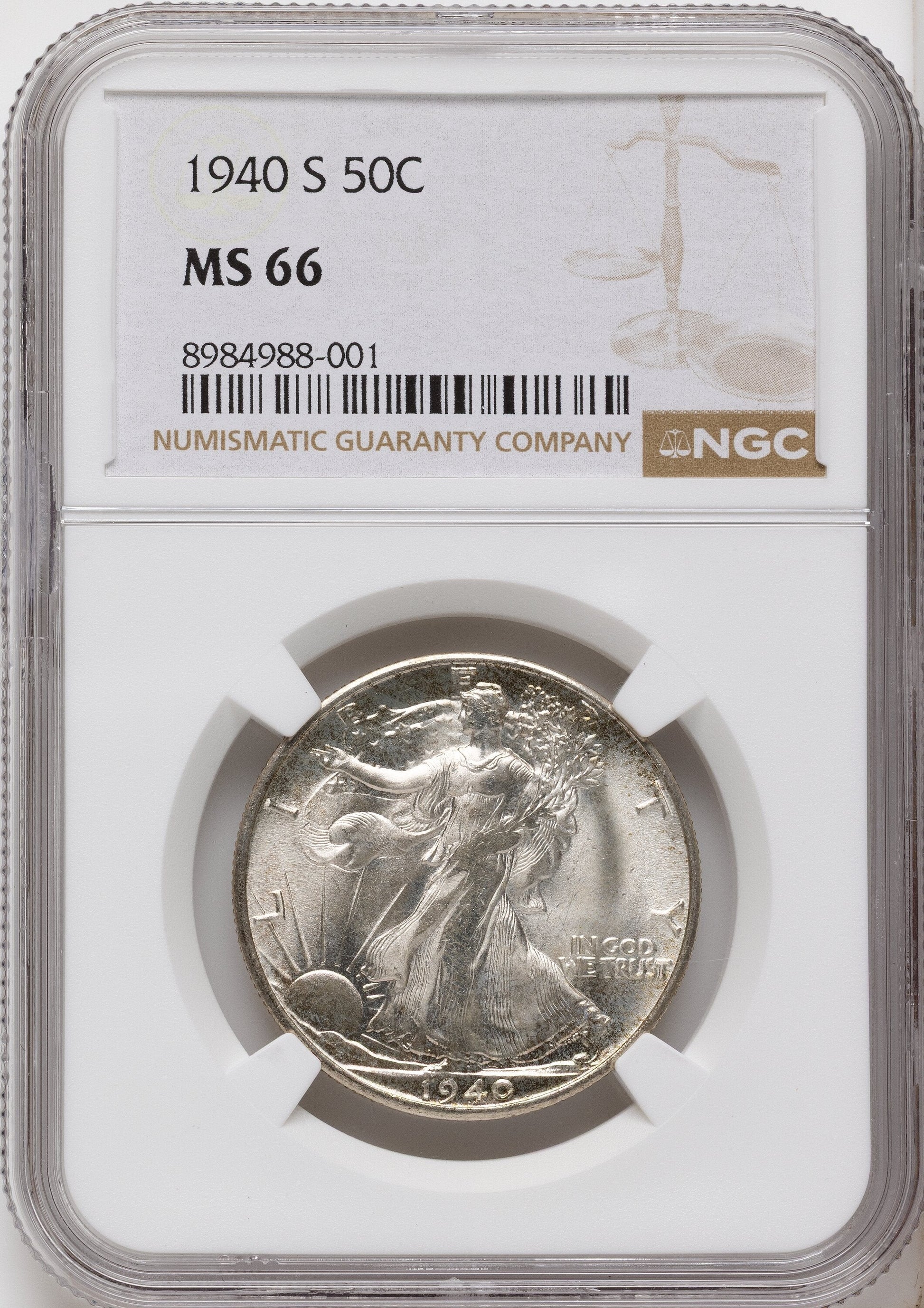1940-S 50C Walking Liberty Half Dollar NGC MS66