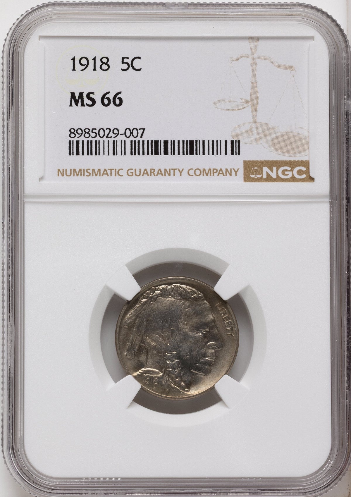 1918 5C Buffalo Nickel NGC MS66