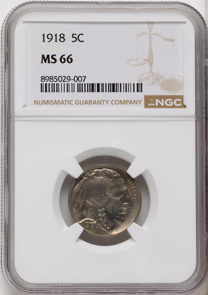 1918 5C Buffalo Nickel NGC MS66