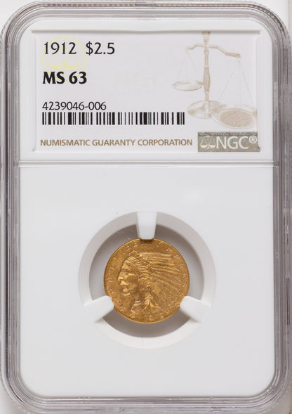 1912 $2.50 Indian Quarter Eagle NGC MS63