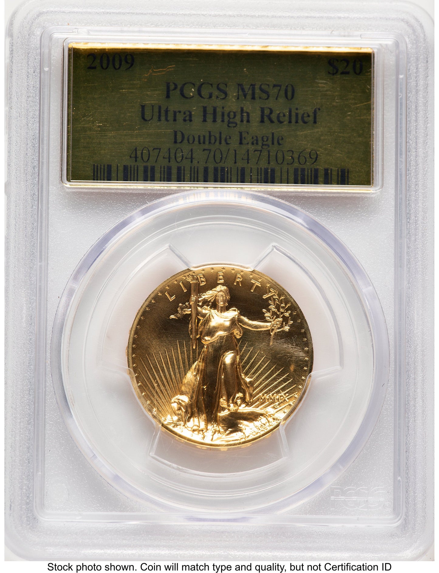 2009 G$20 Ultra High Relief Gold Foil PCGS MS70