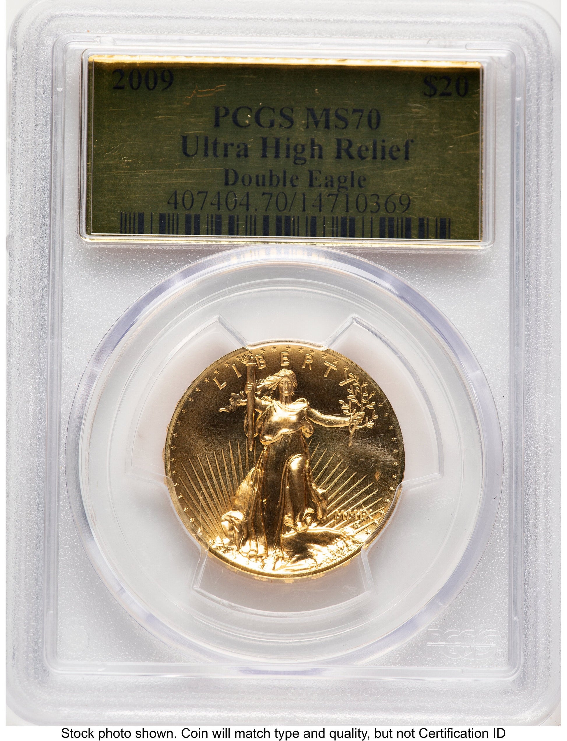 2009 G$20 Ultra High Relief Gold Foil PCGS MS70
